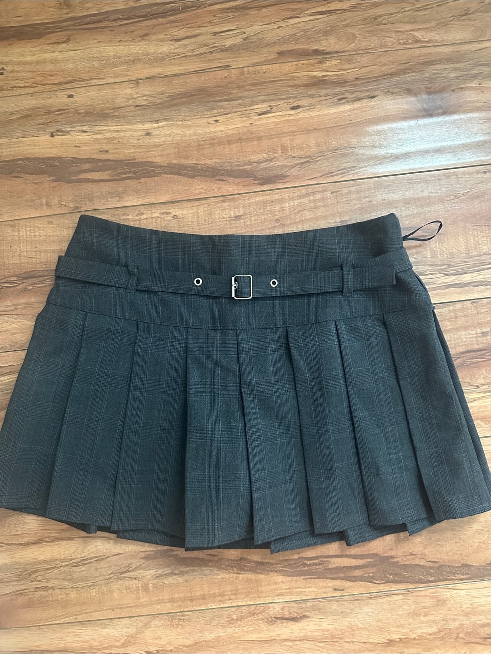 Zara Black Pleated Mini Skirt with Slim Belt